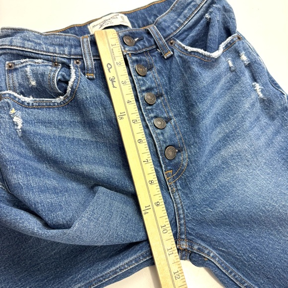 Abercrombie & Fitch The Kick Flare Ultra High Rise Crop Blue Denim Jeans 25/0s - Picture 10 of 11